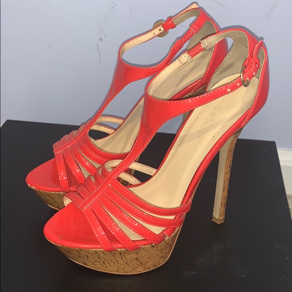 Coral and Cork Heels